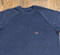 Ariat Rebar Mens Sz L Short Sleeve Shirt Blue Crew Neck One Pocket Workwear Work