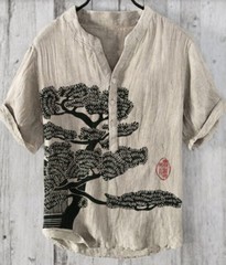 Mens Short Sleeve T-shirt Tops Ladies Cotton Linen Casual Shirt Loose Blouse Tee