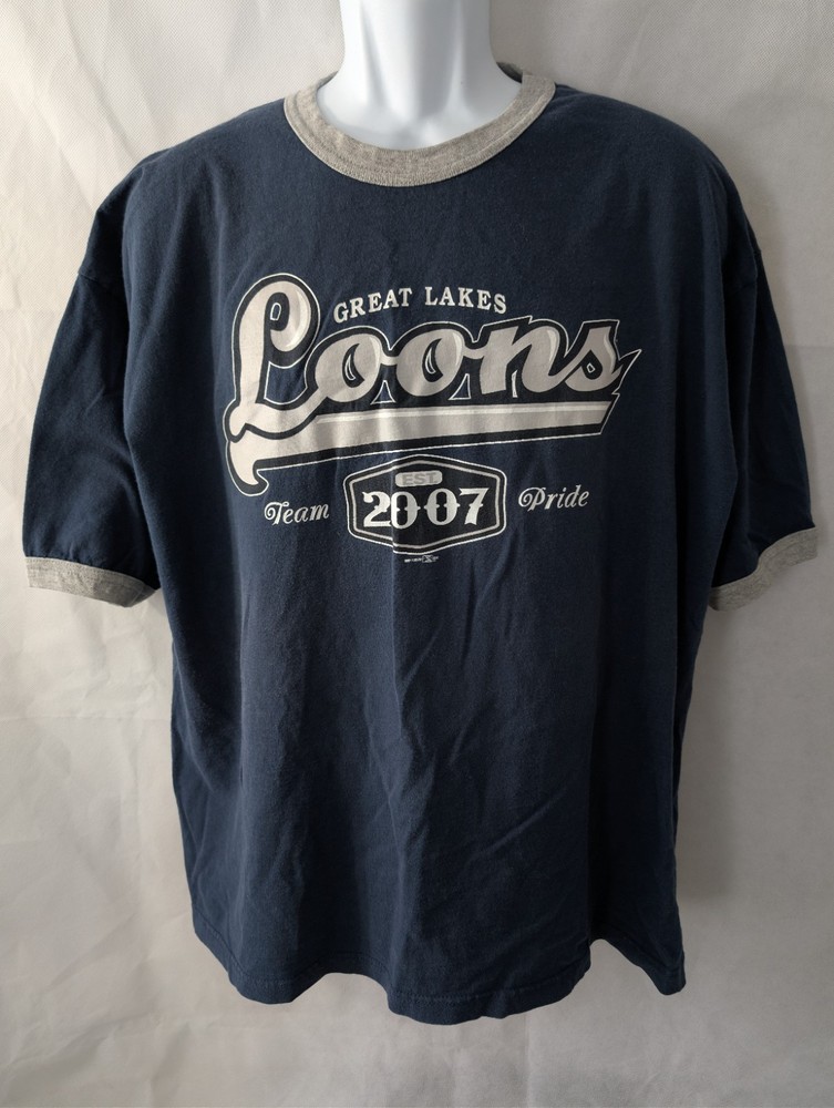 Vintage Badger Sport Navy Blue Great Lakes Loons T Shirt Size 2XL