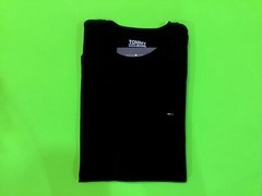 TOMMY HILFIGER Men’s Long Sleeve T-Shirt Size LARGE Black w/White Cotton NEW