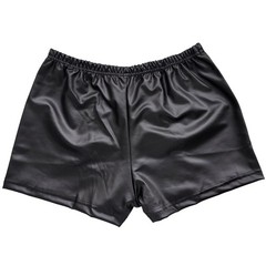 Sexy Men Zipper Mini Vest Sleeveless T-shirts Set Faux Leather Crop Tops+Shorts