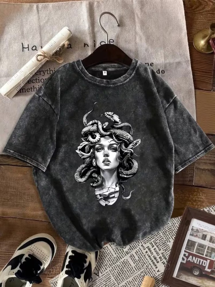 Men’s 210g Heavyweight Washed Distressed 100% Cotton T-Shirt – Vintage American