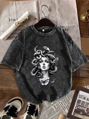 Men’s 210g Heavyweight Washed Distressed 100% Cotton T-Shirt – Vintage American