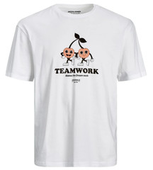 Jack & Jones Men’s Toonie Teamwork Short Sleeve T-Shirt,White, Small,MSRP $24.50