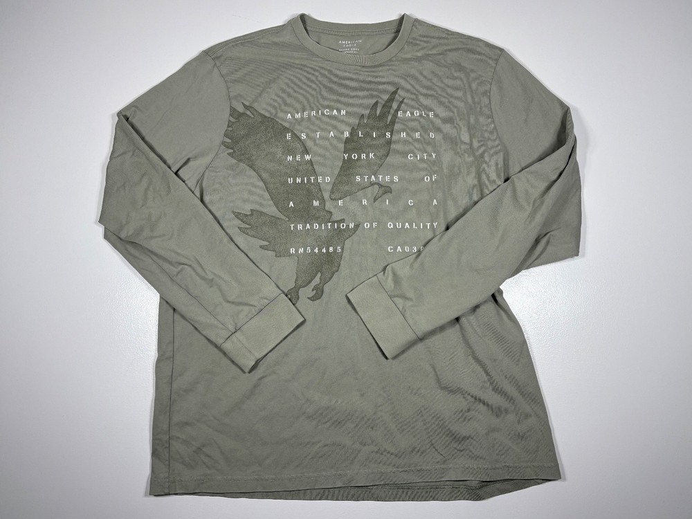American Eagle T Shirt Men XXL Green Graphic Eagle Standard Casual Super Soft