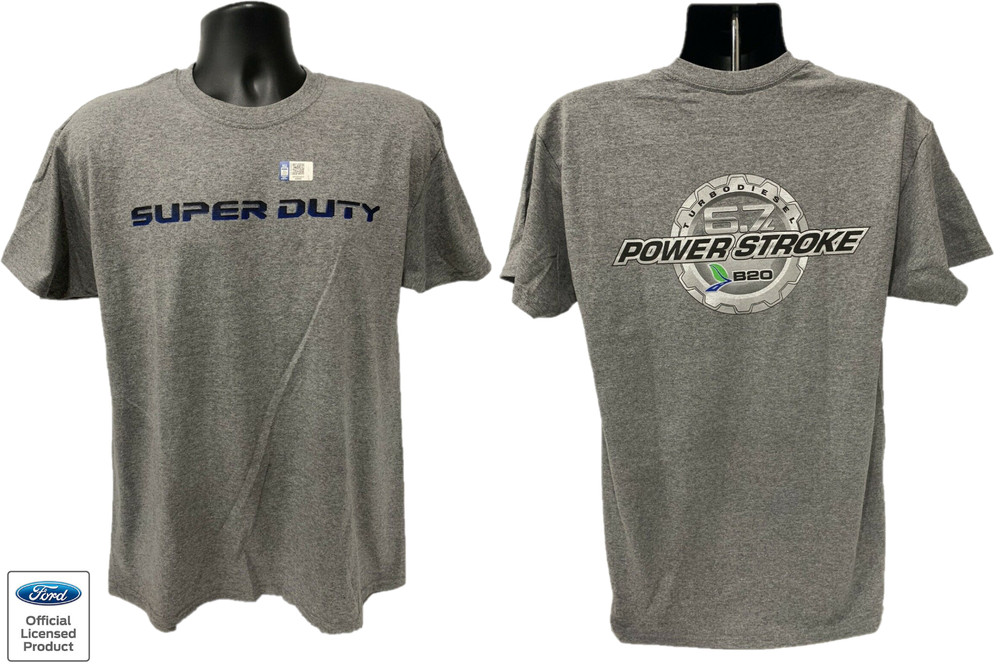 Ford 6.7L Powerstroke Diesel Super Duty T-Shirt – Gray w/ Blue Script & Emblem