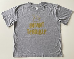 LAT Apparel Men’s Heather Gray Size L “Enfant Terrible” Cropped Crewneck T-Shirt
