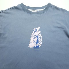 Mahagrid Men Shirt Medium Blue Gray Graphic Tee Design Studio Long Sleeve Casual