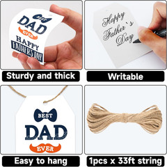 Father’S Day Tags, 50PCS Happy Father’S Day Gift Tags, Best Dad Ever Tag, White