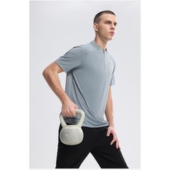 Half Zip Comfortable Short Sleeve Top Men’s High Stretch Running Fitness Shirt