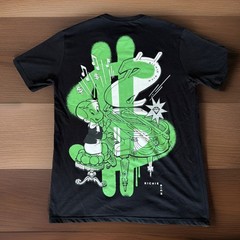 Richie Rich Graphic T Shirt Black Neon Green Piano Print Size L Tee NWT
