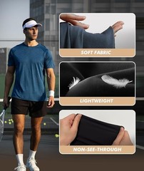 5 Pack Workout Shirts for Men-Quick Dry Black Gym Moisture