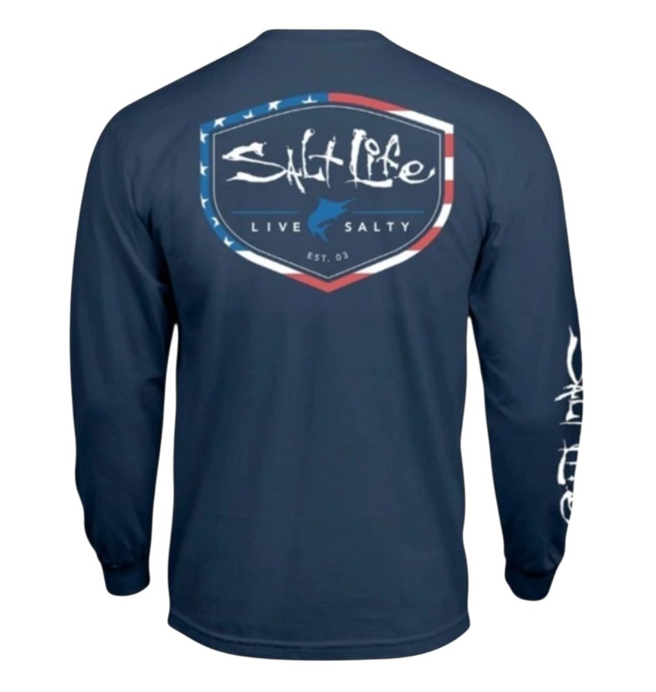 Salt Life Men’s BIG Amershield Long Sleeve Graphic T-Shirt, 3X or 4X