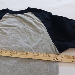 Sport-Tek 3/4 Sleeve Men’s Gray & Blue Cotton Reglan T-Shirt Size XS RN#90836
