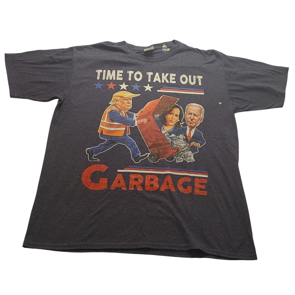 Port & Company Donald Trump Take Out Garbage Men’s T-Shirt Navy Blue Large