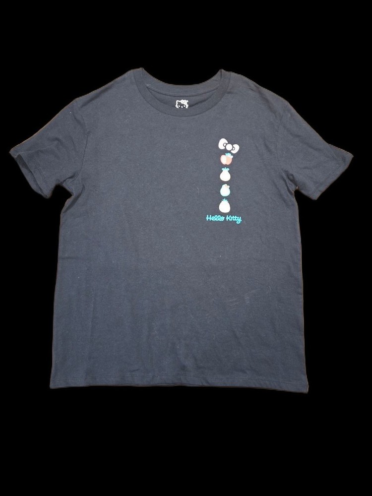 Hello Kitty Black Graphic T-Shirt with Colorful Character Design