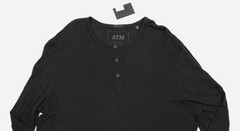 ATM Anthony Thomas Melillo Henley T Shirt Mens XL Black Cotton Long Sleeve