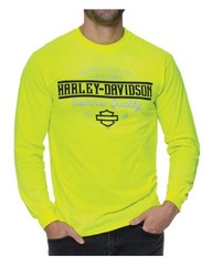 Harley-Davidson Men’s Definite Long Sleeve Poly-Blend Shirt, Safety Green