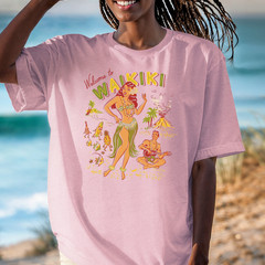 Waikiki Hula Girl T-shirt | Vintage Hawaiian Surf Art Tee, Hawaii Beach Shirt