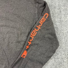 Carhartt Long Sleeve T-Shirt Mens L Tall Gray Orange Logo Graphic Workwear