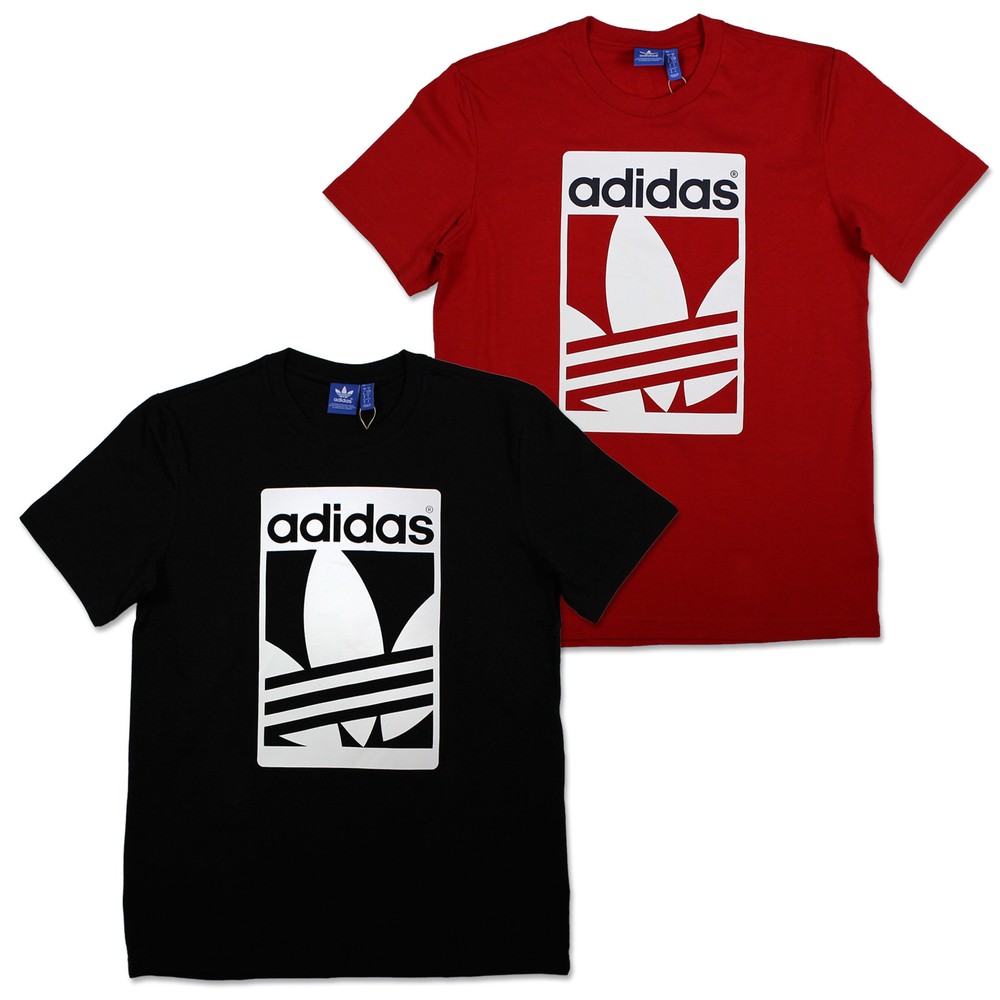 ADIDAS ORIGINALS GRAPHIC STREET TREFOIL TEE MENS T-SHIRT RED BLACK S-XL