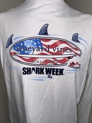 Vineyard Vines Discovery Channel Long Sleeve Shark Week T-Shirt XLT EUC White