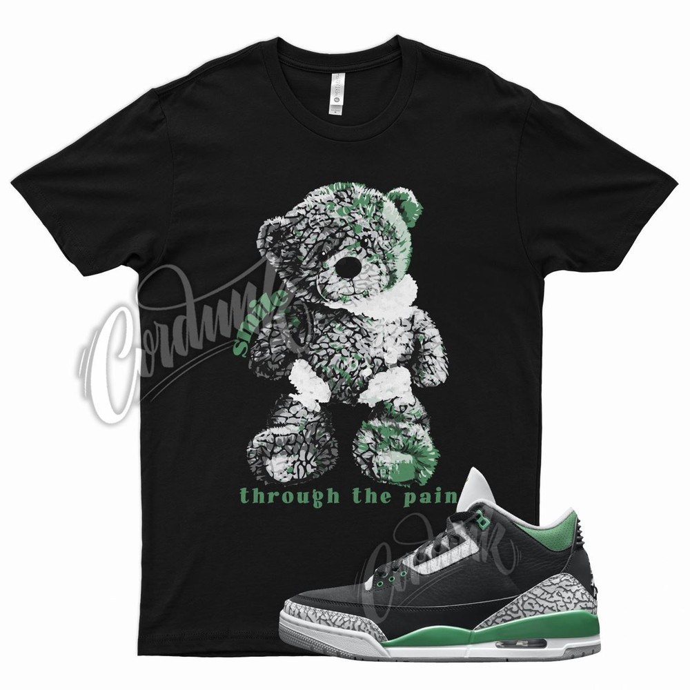 Black SMILE T Shirt for Air J1 3 Pine Green Cement Grey White Stadium Noble
