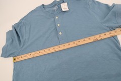 J CREW Henley Shirt Mens Large Blue Short Sleeve Tee Slub Cotton L1965 New