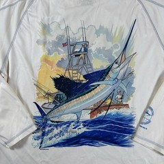 Guy Harvey Champion Double Dry Yellow Long Sleeve Marlin Shirt Men’s XL