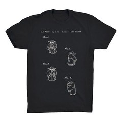 Yoda Patent T-Shirt.100% Cotton Star Wars Tee Comfy on Black White or Gray. NEW