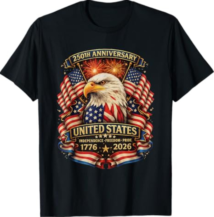 USA Independence 250th Anniversary 1776 2026 Patriotic Eagle T-Shirt