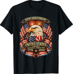 USA Independence 250th Anniversary 1776 2026 Patriotic Eagle T-Shirt