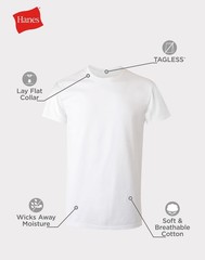 3 Pack Mens 100% Cotton Moisture-Wicking Crew Tee Undershirts,Medium White