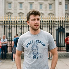 Mens Happy Treason Day T Shirt Funny British Empire Queen England 4th Of July