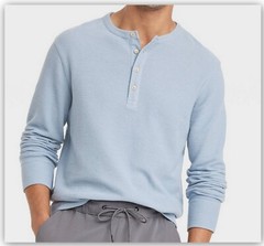 Long Sleeve Textured 4 Button HENLEY Shirts Goodfellow Purple/Blue/Heather Gray