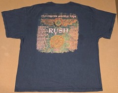 Rush Clockwork Angels Tour T-Shirt Faded 2012 Rock Band Double Sided Streetwear