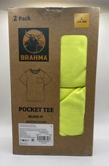 BRAHMA Yellow Pocket T-Shirts 2-Pack Men’s Large 42-44 Relaxed Fit NWT