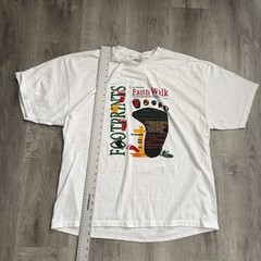 Vintage 2001 Footprints Faith Walk Shirt Mens XL White HIV AIDS Hanes Tee