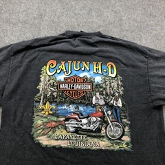 Harley-Davidson Shirt Mens XL Gray Cajun H-D Lafayette Louisiana Dealer Graphic