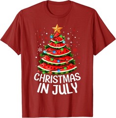 Watermelon Xmas Tree Summer Christmas T-Shirt Funny July Holiday UNISEX S-3XL