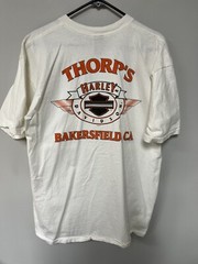 VTG 1998 Harley Davidson Eagle Face Eye Bakersfield, CA Sz XXL White T-Shirt See
