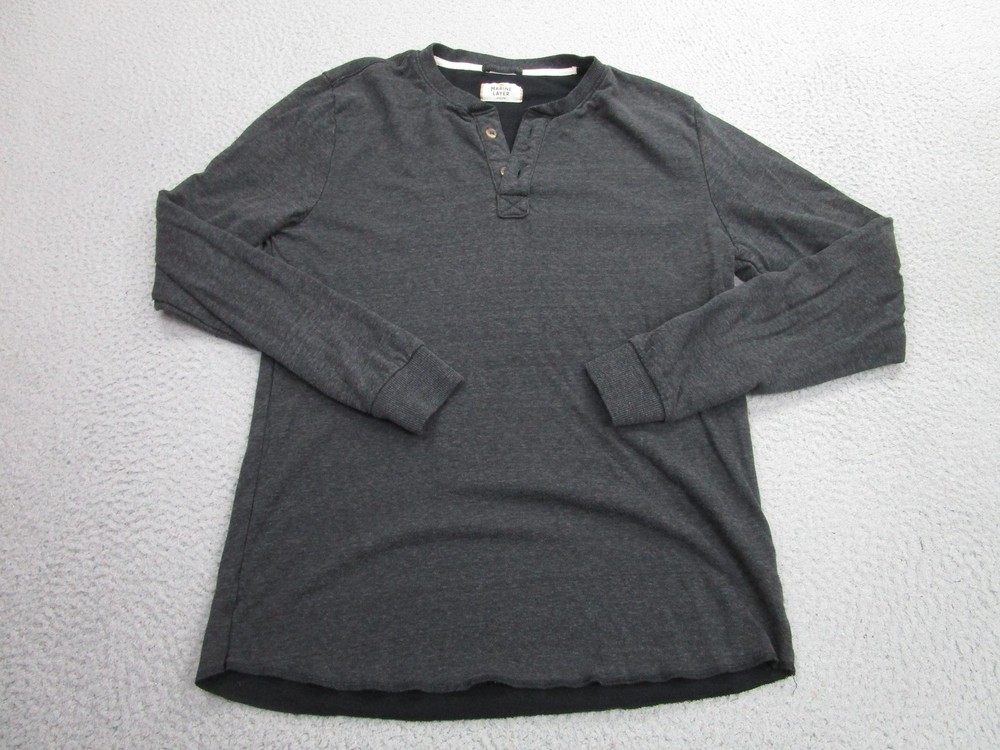 Marine Layer Henley Shirt Mens Medium Gray Long Sleeve Pullover Soft Lightweight