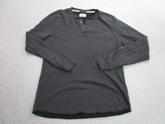 Marine Layer Henley Shirt Mens Medium Gray Long Sleeve Pullover Soft Lightweight