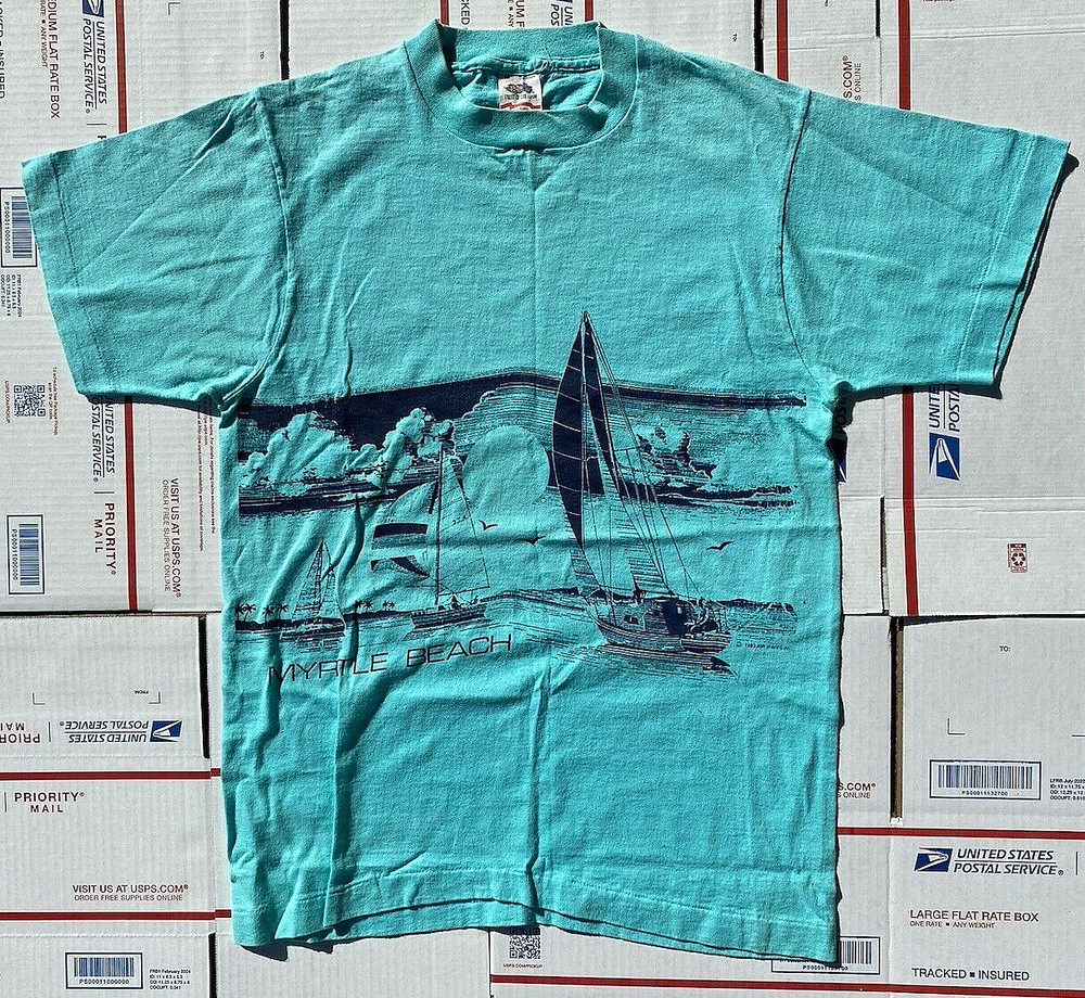 VTG. 1987 Myrtle Beach South Carolina Sailboats USA Made tourist FOTL T-shirt M