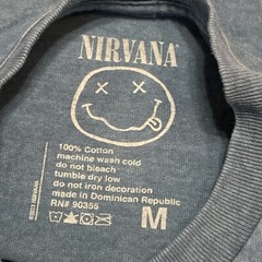 NIRVANA SMILEY FACE FADED BLUE T SHIRT (MEDIUM)
