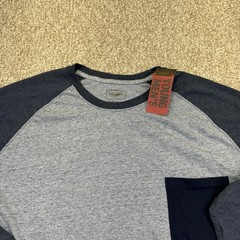 NEW Foundry T Shirt Mens Big Size 2XL Blue Colorblock Long Sleeve Raglan