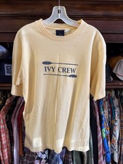 Vintage Ivy Crew Shirt Mens Medium Yellow Rowing Logo Graphic Crewneck USA