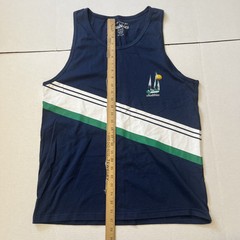 Chubbies Tank Top Shirt Mens Large Navy Blue Center Stripe Cotton Thighs Out