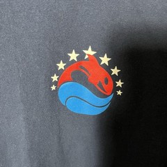 Marine World Navy Blue Red-White-Blue Stars Logo Size Large 100% Cotton