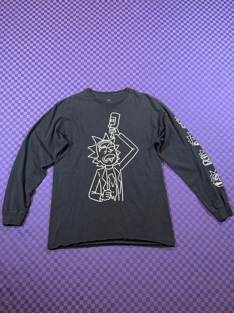 Ripple Junction Rick and Morty Rick Drinking n Burping Graphic LongSleeve Shirt